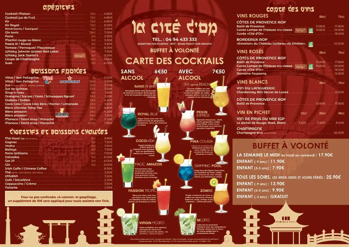 carte restaurant la cite d'or puget-sur-argens MENU PUGET SUR ARGENS LA CITE DOR